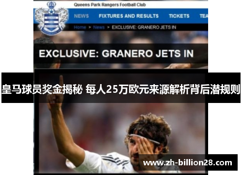 皇马球员奖金揭秘 每人25万欧元来源解析背后潜规则